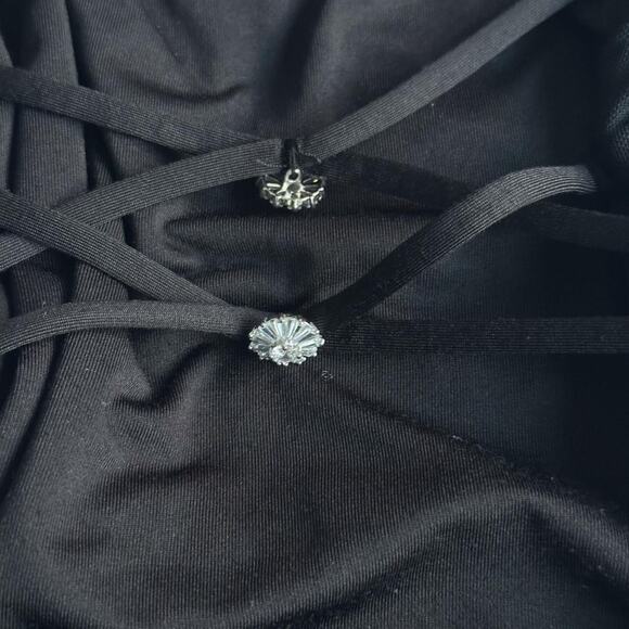 Oh Polly Everlasting Romance Cowl Neck Ruched Mini Dress in Black - Picture 5 of 8